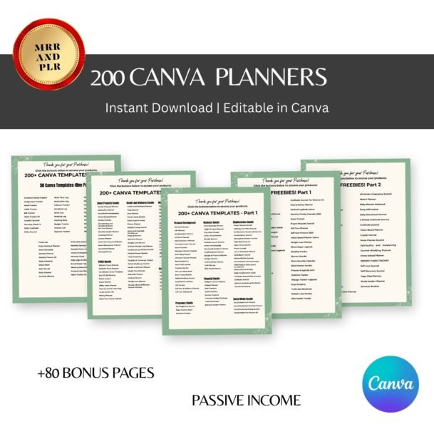 All-in-One Digital Planner & Printable Bundle – 7600+ PLR Pages, 200 Canva Templates, MRR Included - Image 8