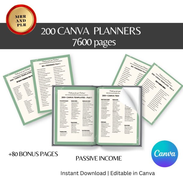 All-in-One Digital Planner & Printable Bundle – 7600+ PLR Pages, 200 Canva Templates, MRR Included - Image 7
