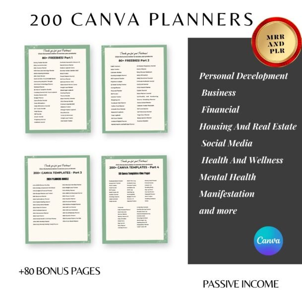 All-in-One Digital Planner & Printable Bundle – 7600+ PLR Pages, 200 Canva Templates, MRR Included - Image 4